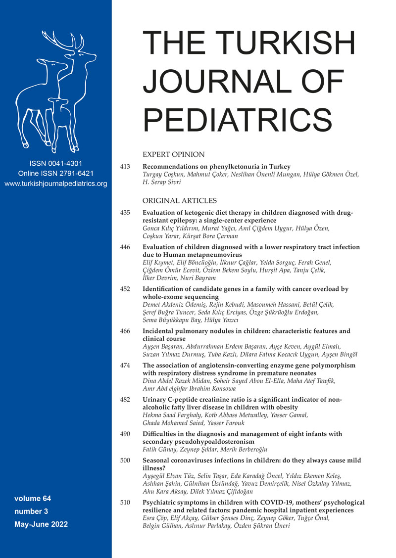 The Turkish Journal of Pediatrics 2022; 64(3) Cover