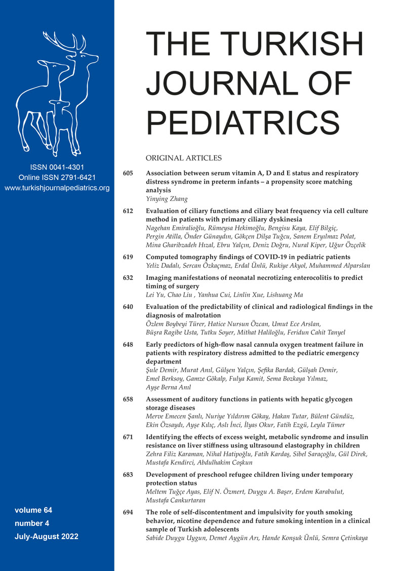The Turkish Journal of Pediatrics 2022; 64(4) Cover