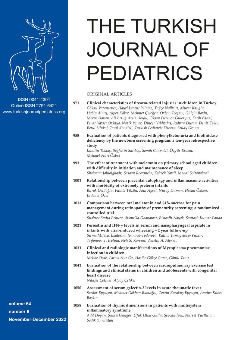 The Turkish Journal of Pediatrics 2022; 64(6) Cover