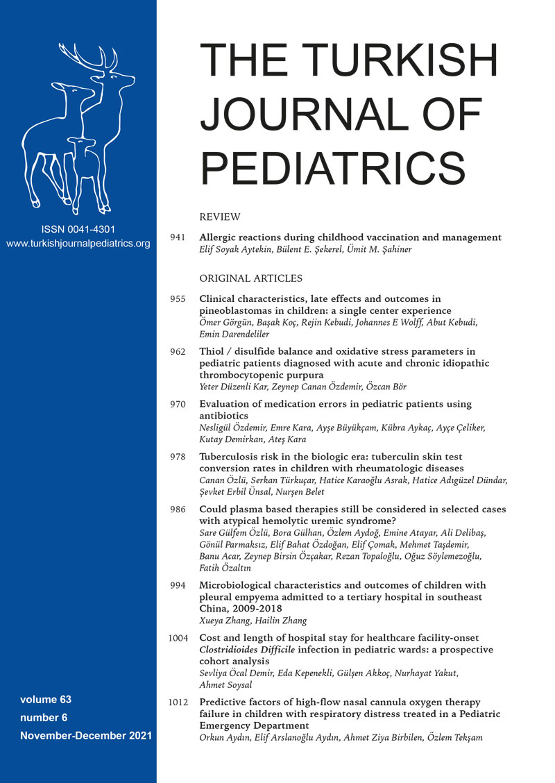 The Turkish Journal of Pediatrics 2021; 63(6) Cover