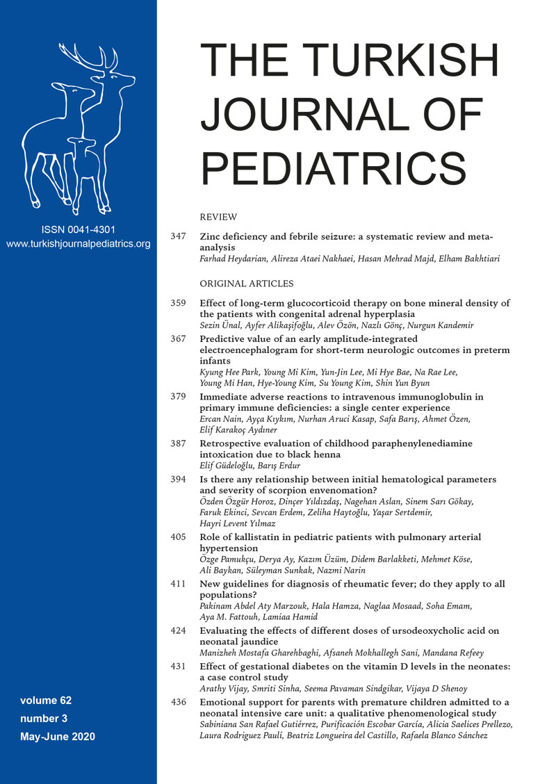 The Turkish Journal of Pediatrics 2020; 62(3) Cover