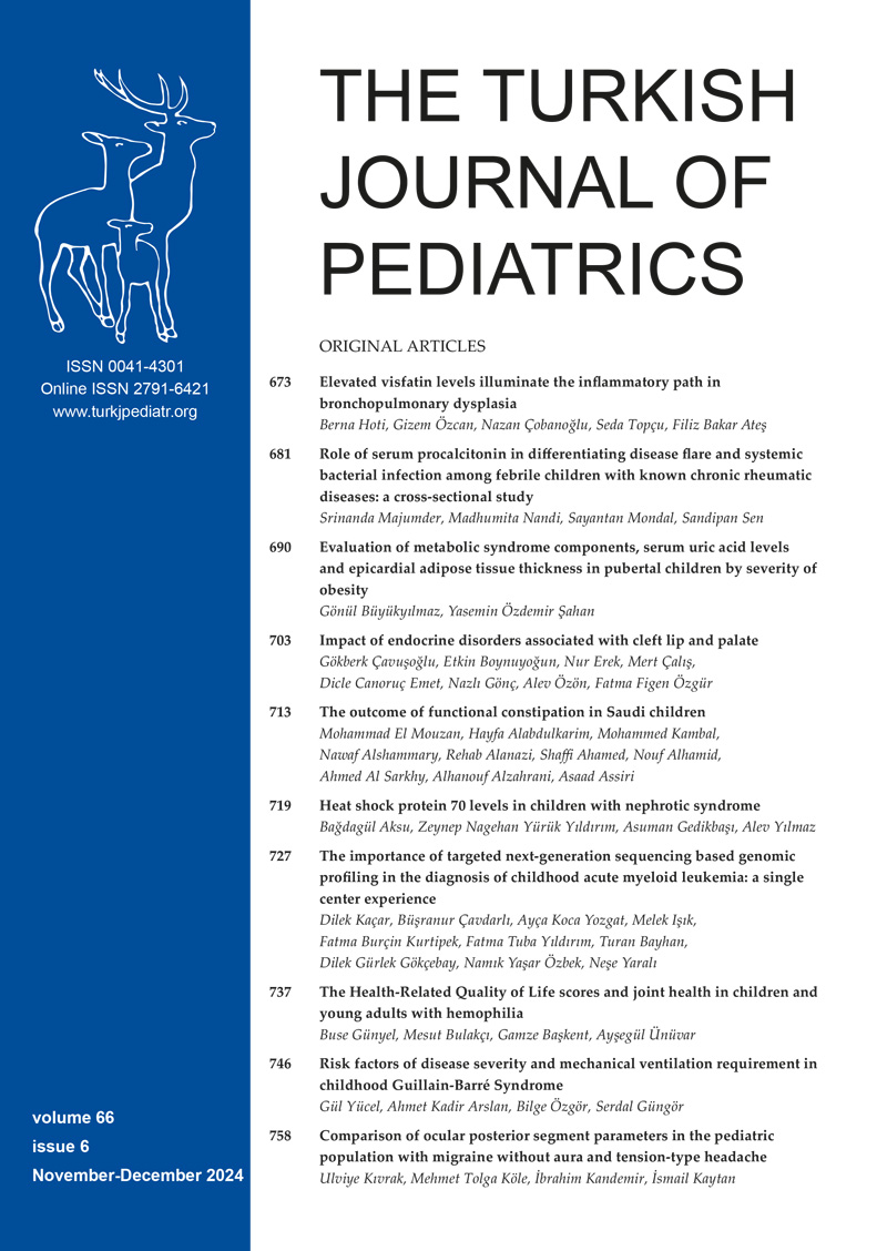 The Turkish Journal of Pediatrics 2024; 66(6) Cover