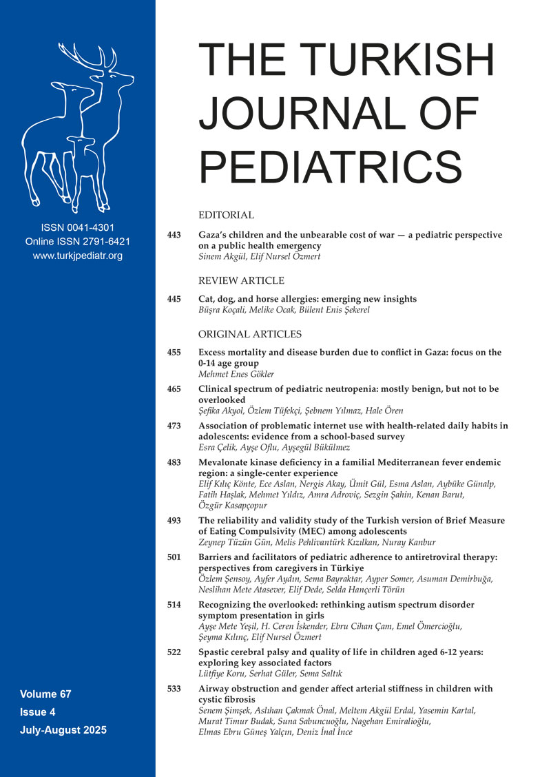 The Turkish Journal of Pediatrics 2025; 67(4) Cover