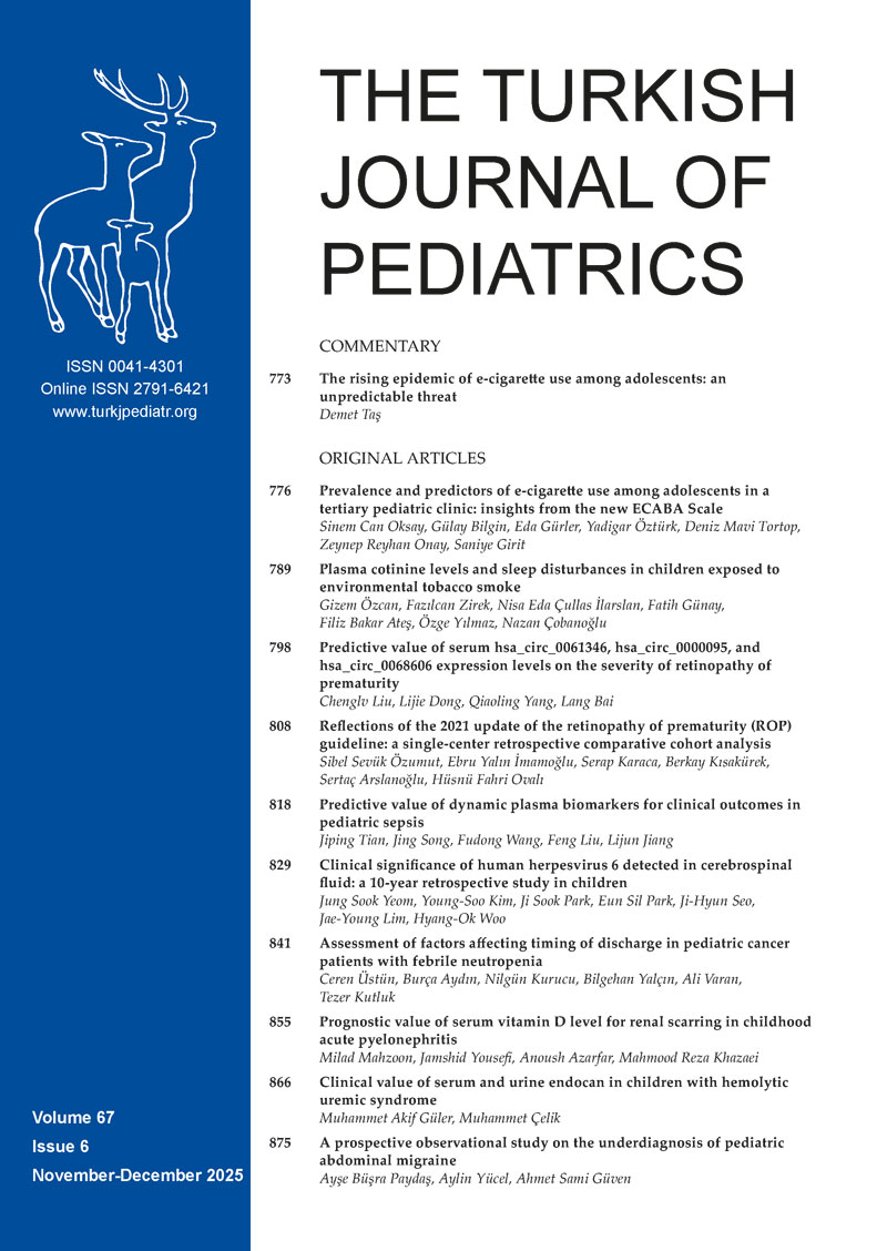 The Turkish Journal of Pediatrics 2025; 67(6) Cover