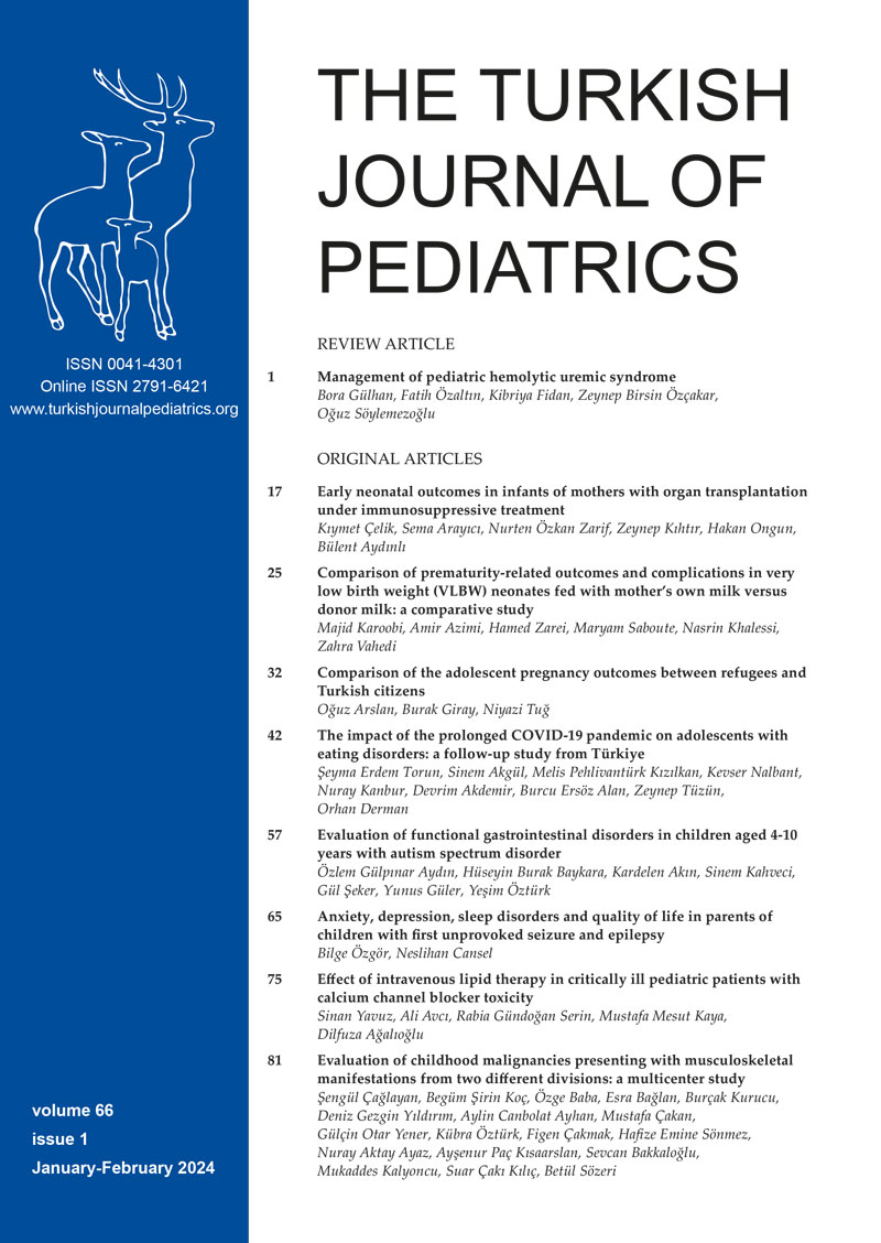 The Turkish Journal of Pediatrics 2024; 66(1) Cover