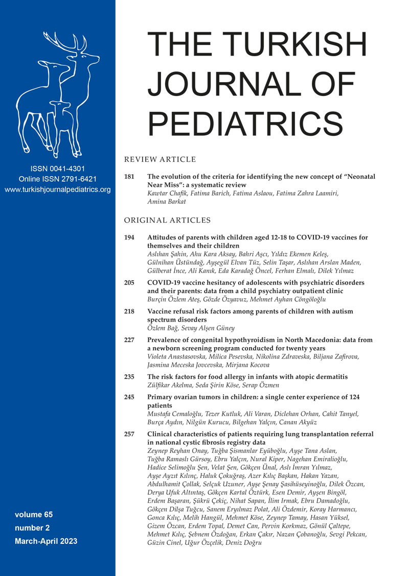 The Turkish Journal of Pediatrics 2023; 65(2) Cover