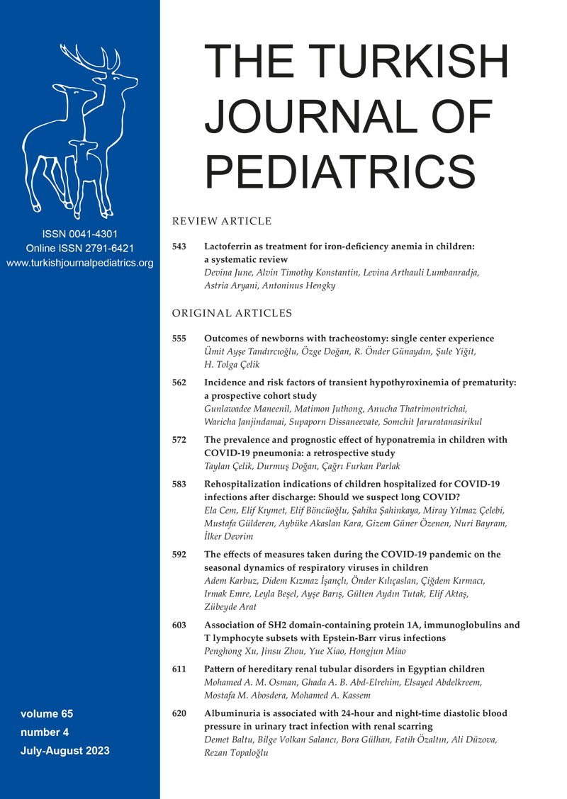 The Turkish Journal of Pediatrics 2023; 65(4) Cover