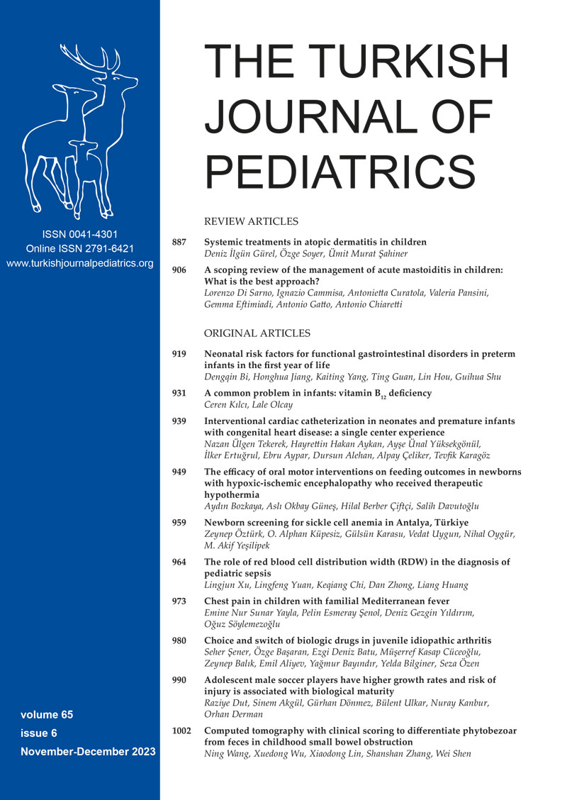 The Turkish Journal of Pediatrics 2023; 65(6) Cover