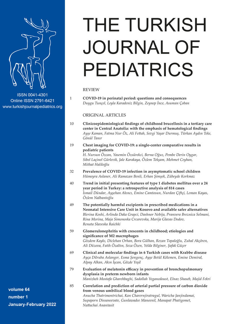 The Turkish Journal of Pediatrics 2022; 64(1) Cover